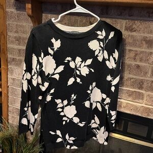 Talbots Black and Cream Knit Top